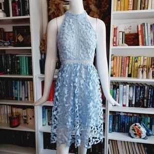 Boutique Light Blue High Neck Midi Dress P301